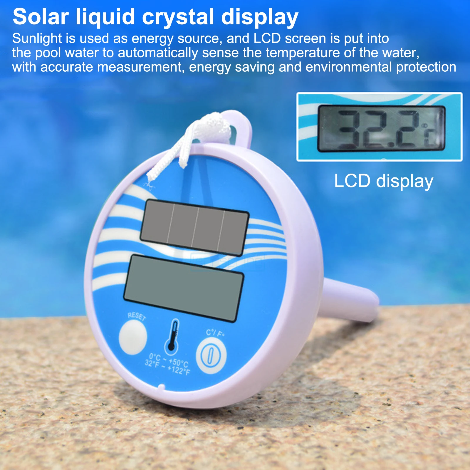 

Solar Powered Pool Floating Digital Waterproof LCD Display Thermometer For Swimming Pool Spa Water Monitor Meter