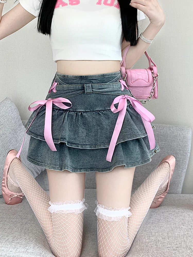 2024 도파민 여성 짧은 바지, 인스타그램 스타일 Y2K 하이웨이스트 스트레이트 레그 청바지, 헐렁한 데님 반바지, 패션