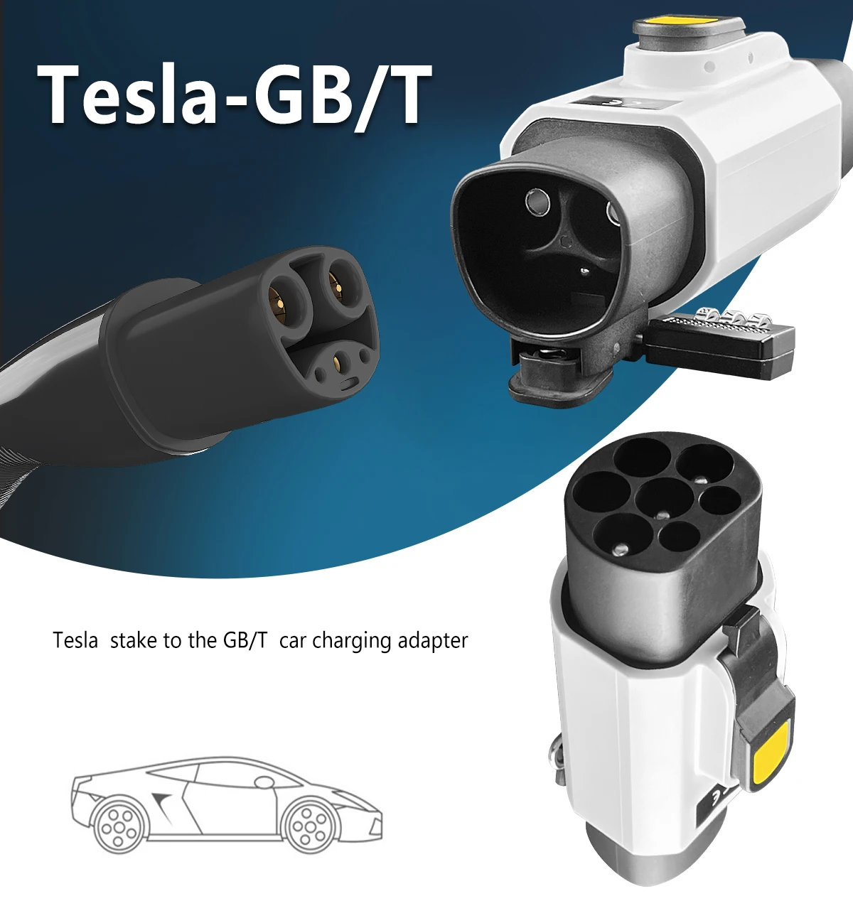 Ev Charging Adapter For Tesla charging station Tesl a to GBT Electric Car 250V EV Charger 32A 7KW NACS To GBT With Anti-theft lock Adapter BYD