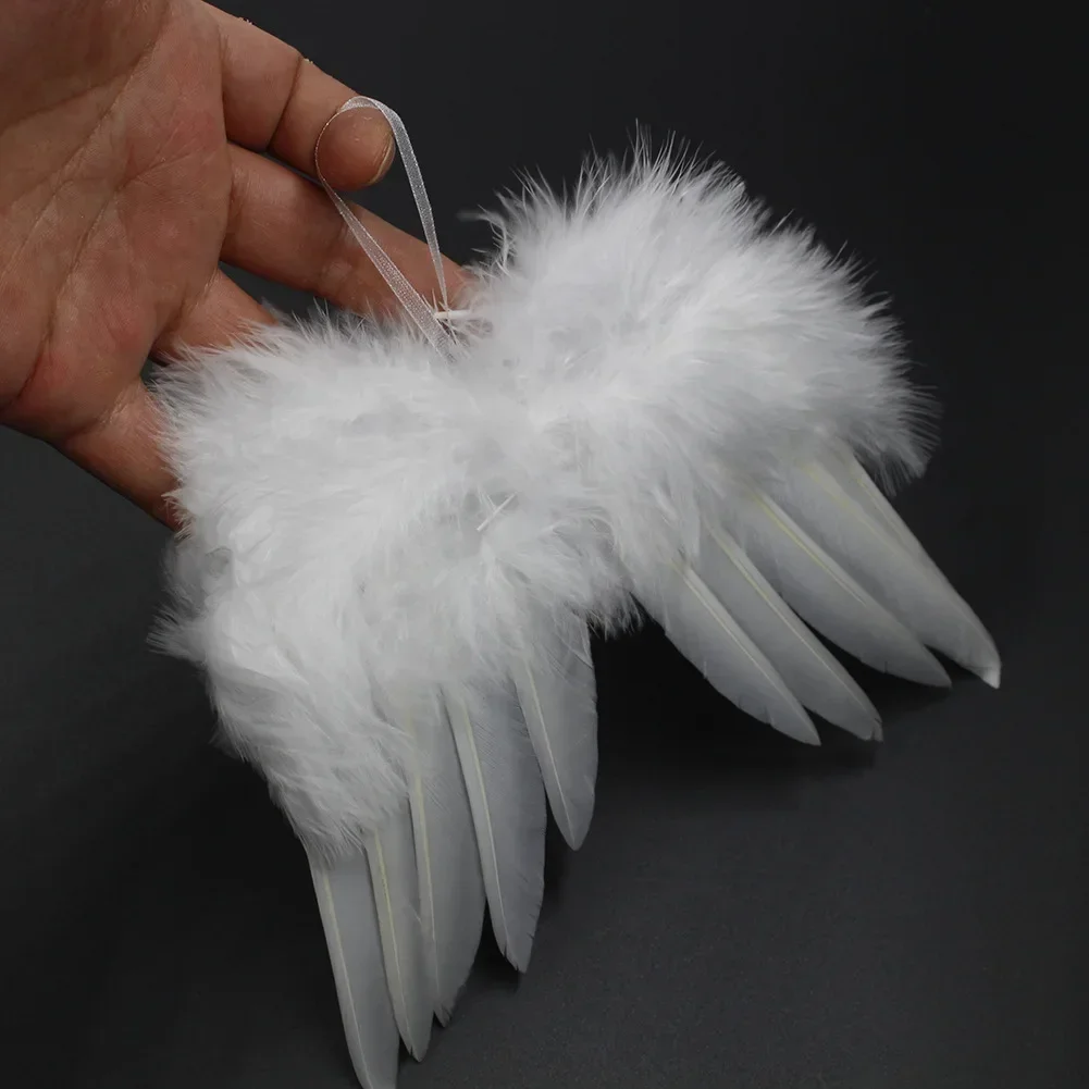 Angel White Feather Wing Christmas Tree Decor Hanging Ornament High Quality White Wedding Ornament for Christmas Xmas 1/5/10PCS christmas decorations