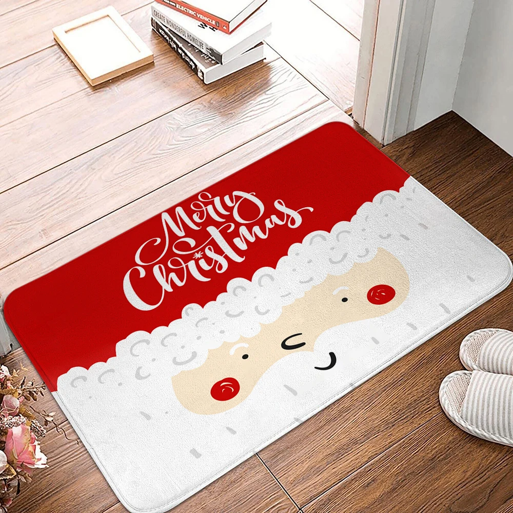 

Merry Christmas Letters Door Mat Cartoon Santa Claus Pattern Floor Carpet Anti-slip Living Room Bedroom Rug Home Decoration
