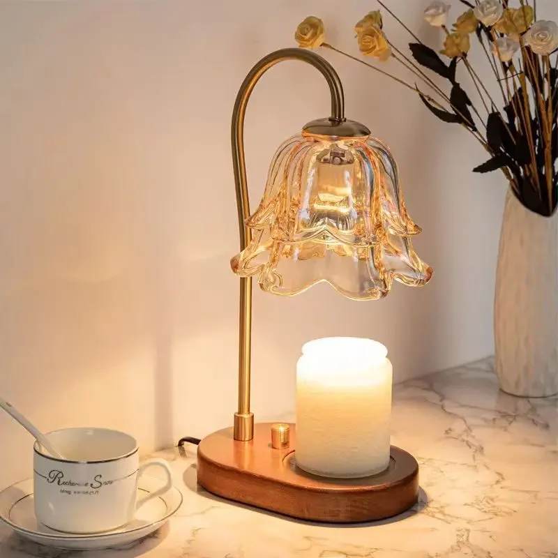 Solid Wood Decorations Night Light, Candle Warmer Lamp, Wax Melting, Bedside Tables, Bedroom, Aromatherapy Lamp, Indoor
