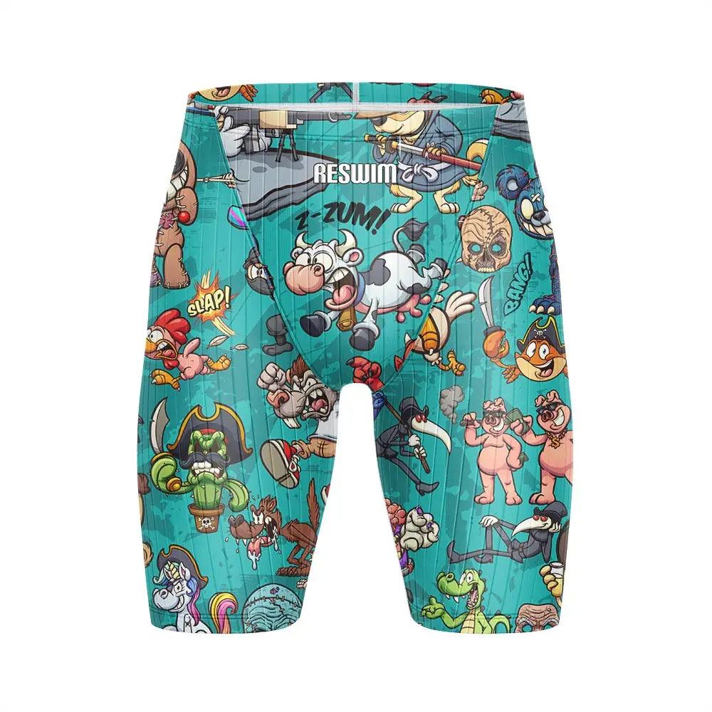 Funny Swim Jammer Swimsuit Shorts Mens Swimming Trunks Athletic Training Swimwear GYM Quick Dry Endurance Beach Jammers Swimsuit