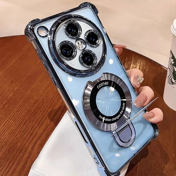 Luxury Plating Shockproof Case with Magnetic Holder and Camera Protection