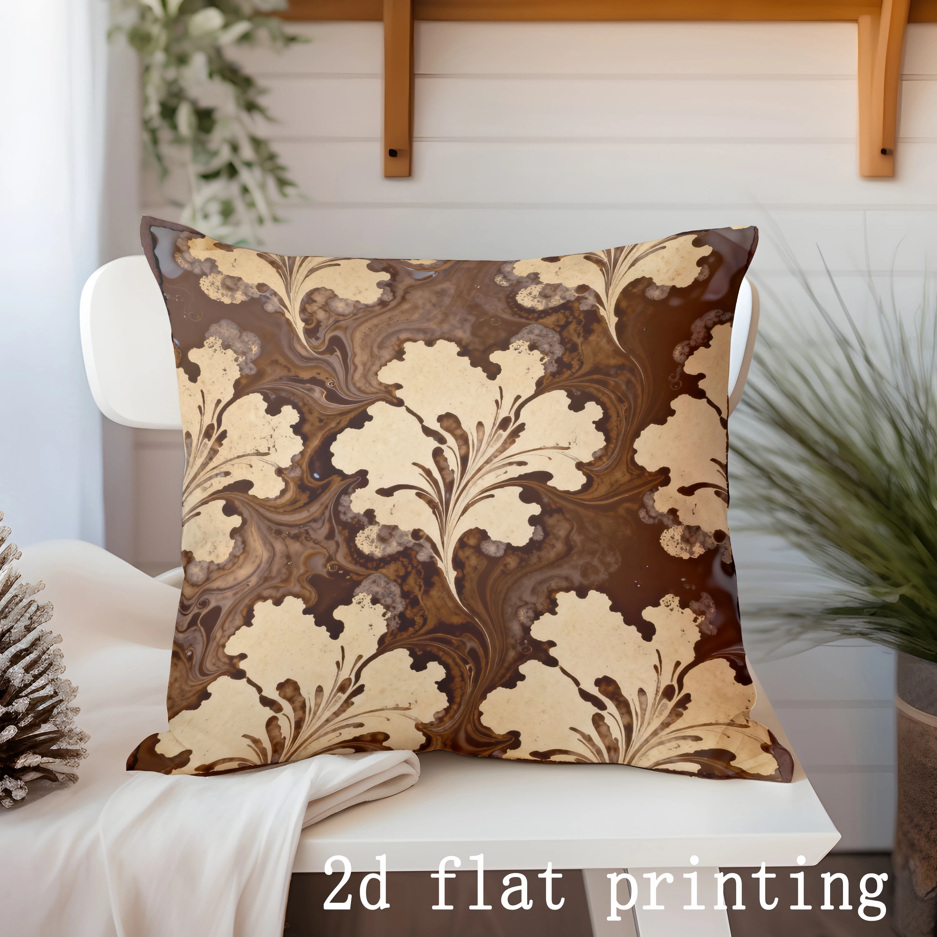Marble Leaf Pattern Decorative Pillow Cover Pattern Cushion Cover Suitable for Sofa Bedroom Car Pillow Cover 4