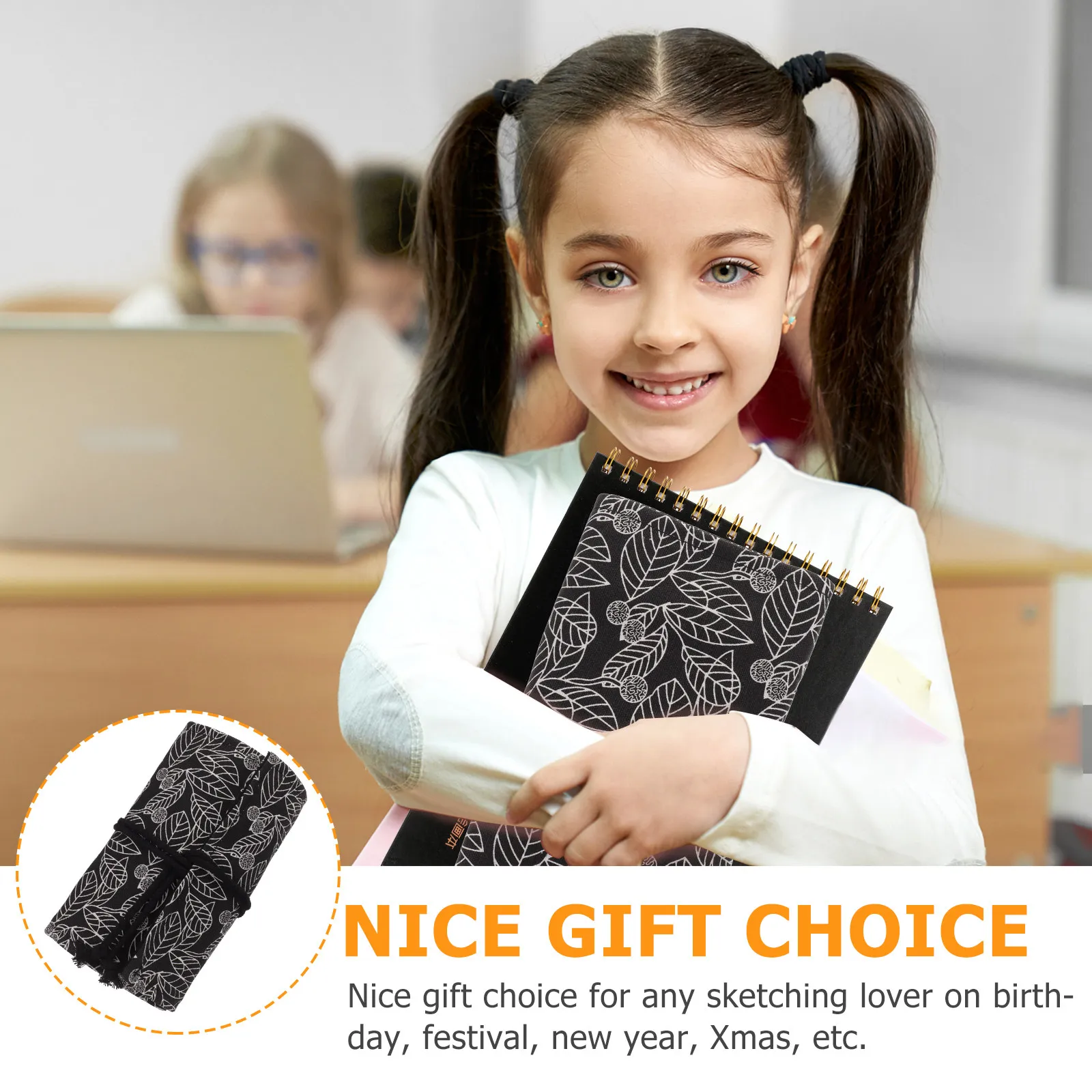 휴대용 펜슬 롤업 케이스 공간 절약형 롤 디자인, 색연필, 마커, 스케치 도구 정리용