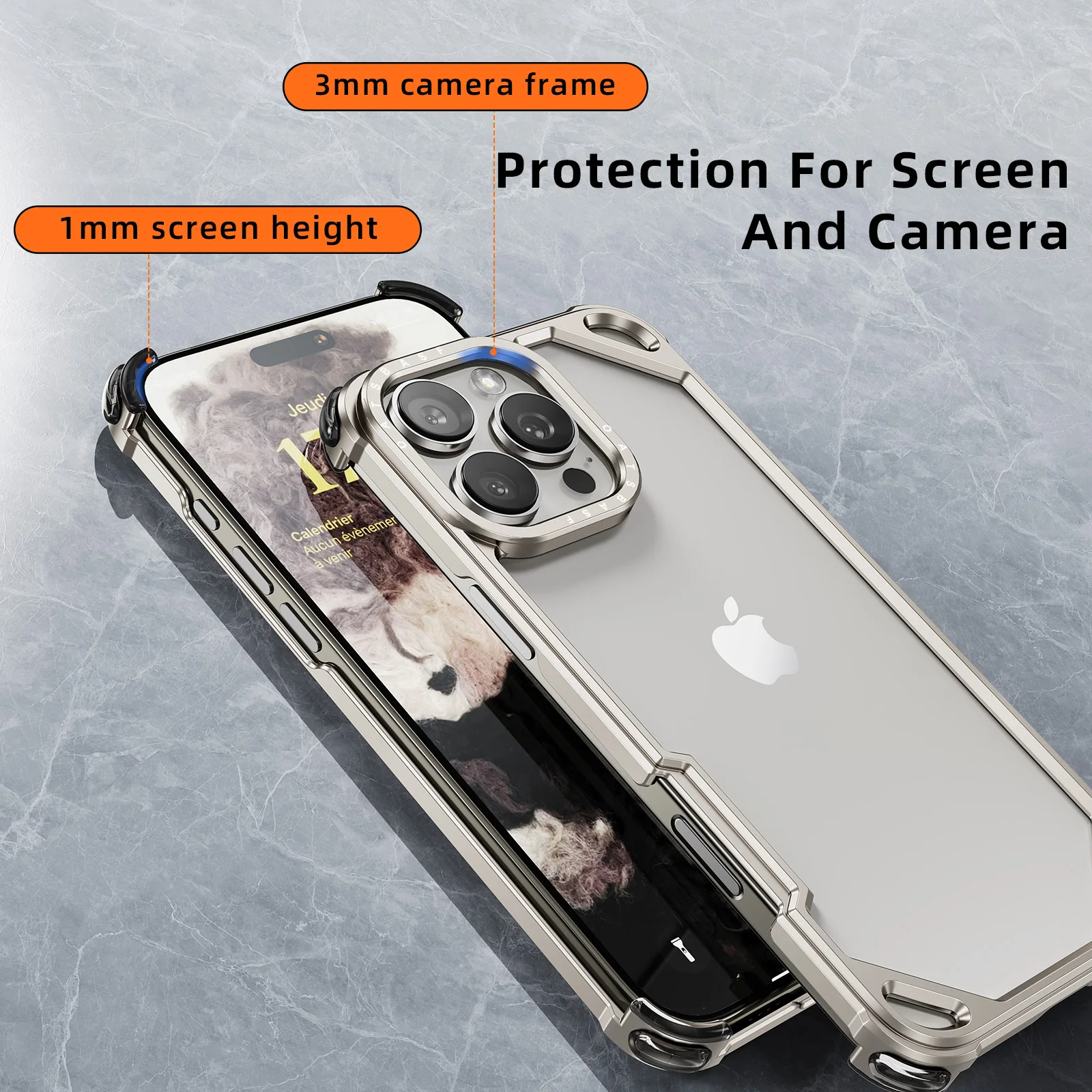 Eary for iPhone 17 16 15 Pro Max Air Phone Case Metal Frameless Shockproof Protective Bumper Minimalist Slim Ultra-thin 17 Cover