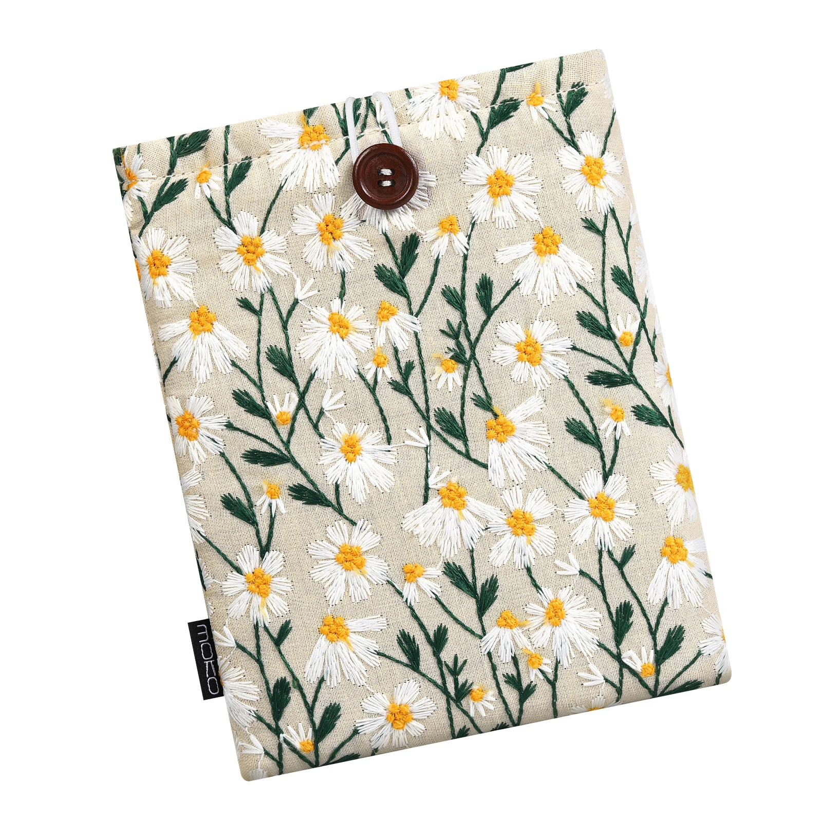 Embroidered Daisy Padded Sleeve Pouch