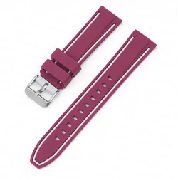 Double Color Sport Silicone Watch Band with Quick Release - 20mm Strap (Red grey)