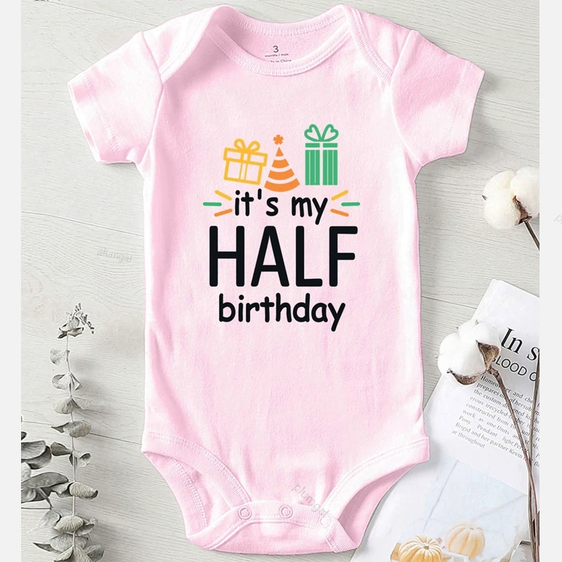 coloured baby bodysuits Clothing for Babies It's My Half Birthday Prints Newborn Girl Outfits Baby Onesie Clothes Boys Autumn Jumpsuit Kids Rompers Bamboo fiber children's clothes Baby Rompers