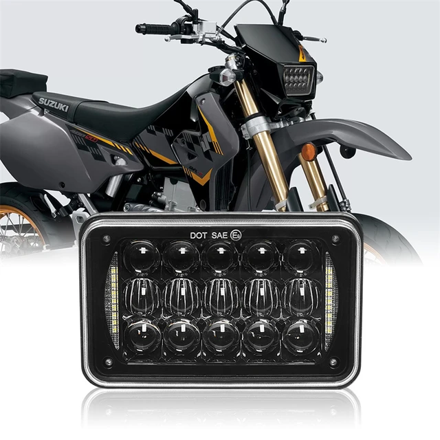 Faro delantero LED para motocicleta, lámpara DRL 4X6 de color negro, 1  pieza, para Honda XR250