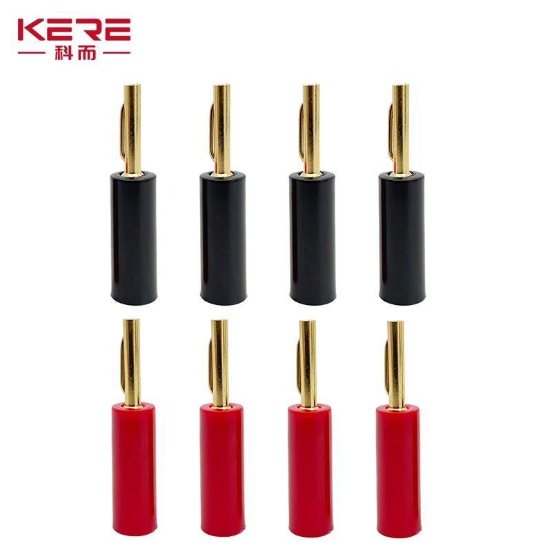 

KERE 8Pcs Red and Black New 4mmNeedle Type Plugs Pure Copper Gold Plated Musical Speaker Pin Banana Plug Connectors