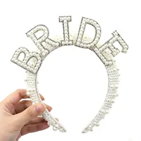 Bride to be Pearl crown Headband Bach Bachelorette hen Party Bridal Shower wedding engagement rehearsal dinner Decoration Gift 2