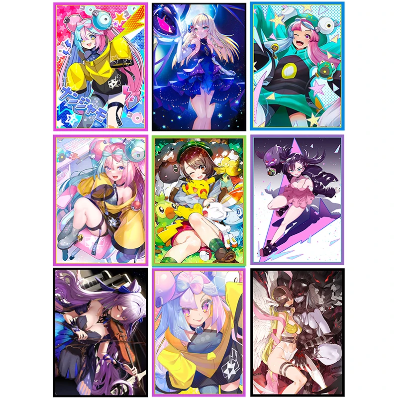 

50pcs/set Pokemon Lillie Marnie Gloria PTCG DTCG Flash of Light Sexy Kawaii Anime Game Collection Cards Protective Sleeve 66X91