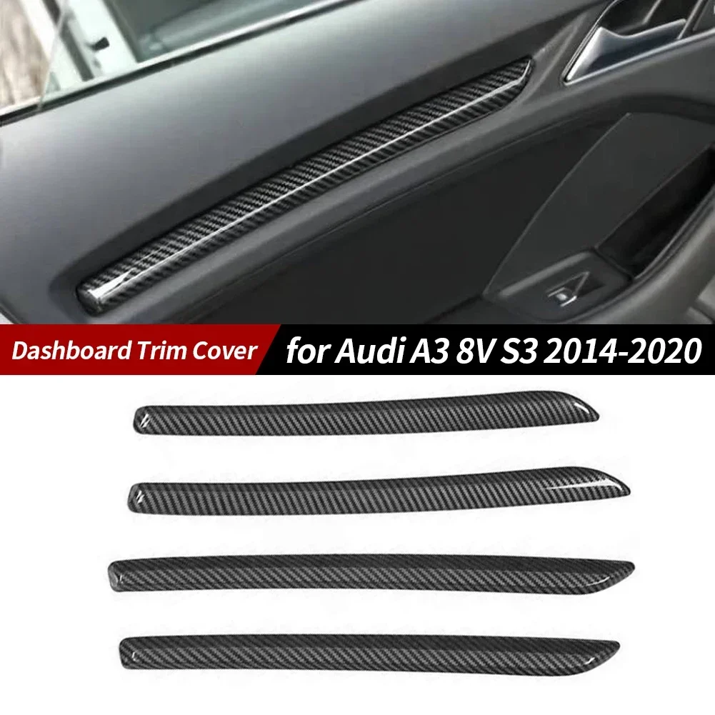 LHD Interior Moldings Center Console Dashboard Trim Strips Decor Cover ABS Carbon Fiber Style For Audi A3 8V 2014-2018 S3 2017