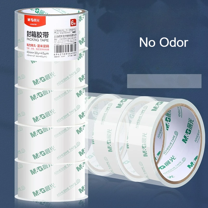 M&G 투명 테이프 (택배 포장 및 상자 밀봉용) 대형 사이즈 폭 45/48mm 고점도 및 강력 접착력