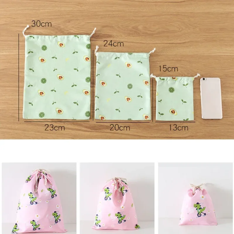 1PCS Eco Reusable Cotton Drawstring Bags Home Dustproof Storage Bag 3 Sizes Flower Printing Pouch Bag Party DIY Gift Bags