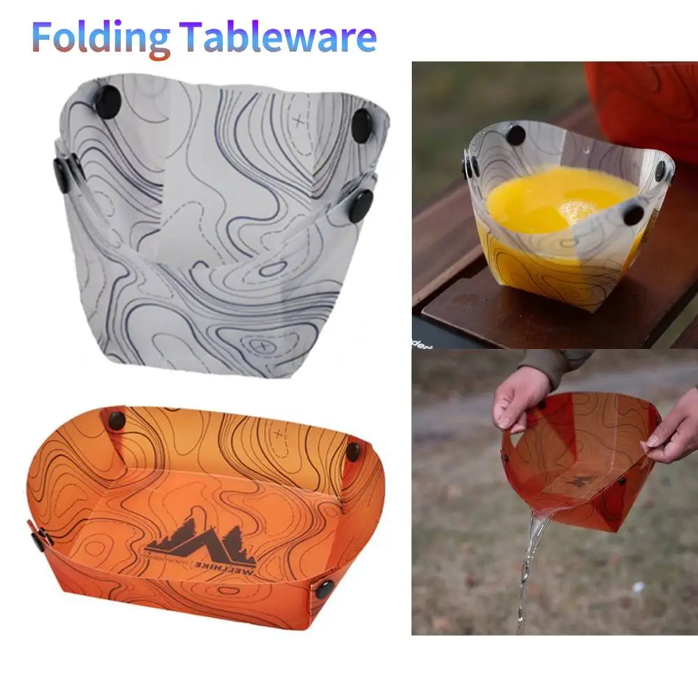 Outdoor Lightweight Folding Tableware 2Pcs Portable Bowl Dinner Plate Coffee Filter Water Cup Multi-purpose Camping Tableware