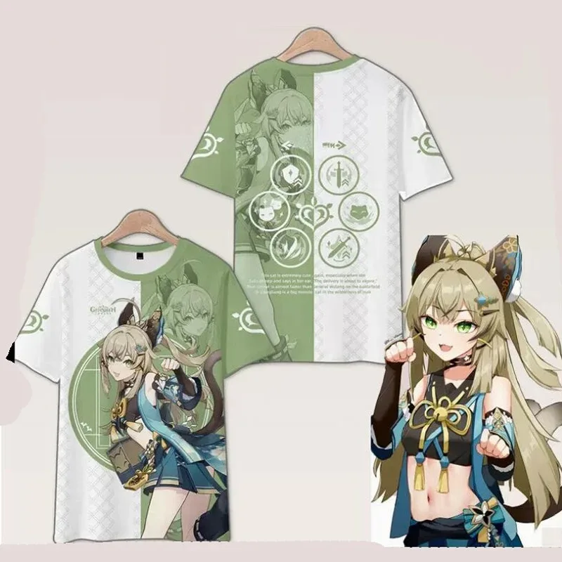 Anime Genshin Impact Kirara 3D Print T Shirt Women Men Summer Fashion O-neck Short Sleeve Funny Tshirt Graphic Tees Cosplay 2024