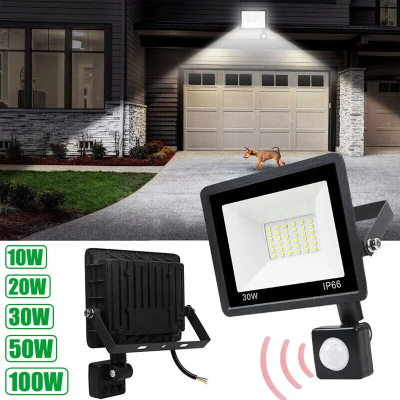 10/20/30/50/100W LED Flood Light PIR Motion Sensor Security Light Outdoor Waterproof Reflector Lamp LED Spotlight Garden Garage led flood light led motion sensor light