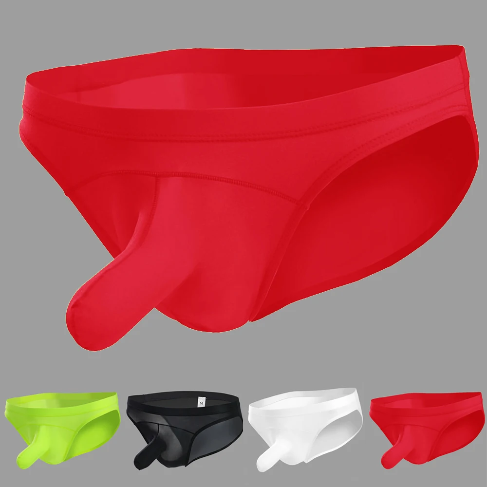 

2022 Elephant Nose Underwear Mens Ice Silk Underpants Sexy Thong Low Rise Breathable Briefs Panties Шорты Мужские