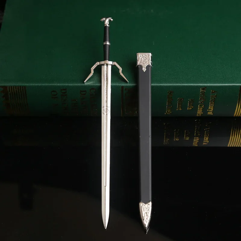 Wild Hunt Weapon Geralt Aerondight Steel Sword 22cm Game Peripheral Medieval Metal Ornament Weapon Model Gifts Toys for Boys 4