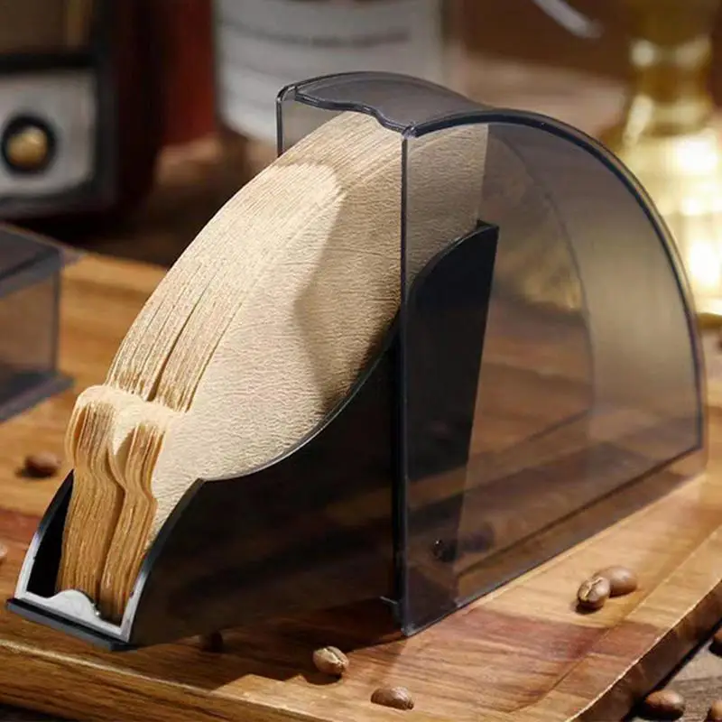 Coffee Filter Paper Box With Dustproof Cover Classic Coffee Paper Holder Storage Rack Home Barista Cafe Accessories
