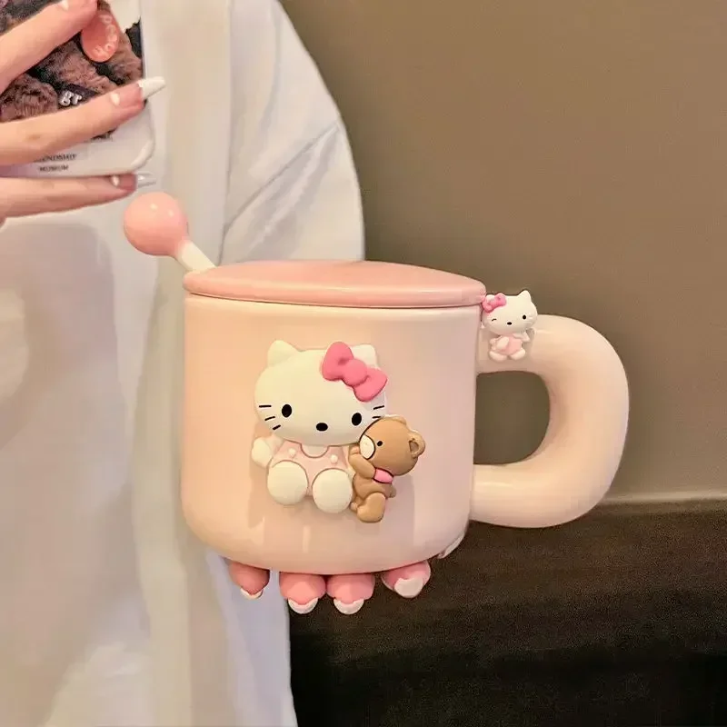 Kawaii Sanrio Ceramic Cup With Spoon - Kawaii Fashion Shop