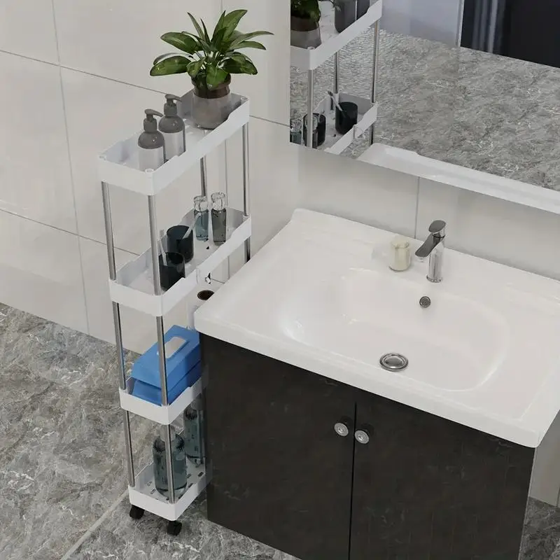 Storage Rack Folding Shopping Cart Rolling Utility Cart for Bathroom Kitchen