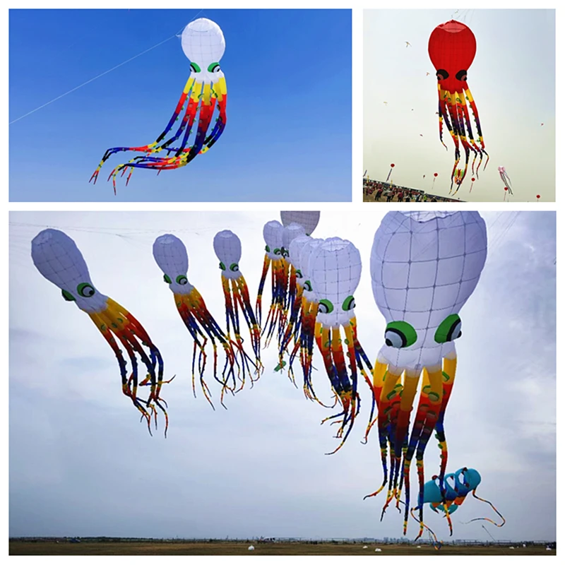 

free shipping new 13m large octopus kites for adult flying toys kite reel inflatable kite flying dragon professional kite flies