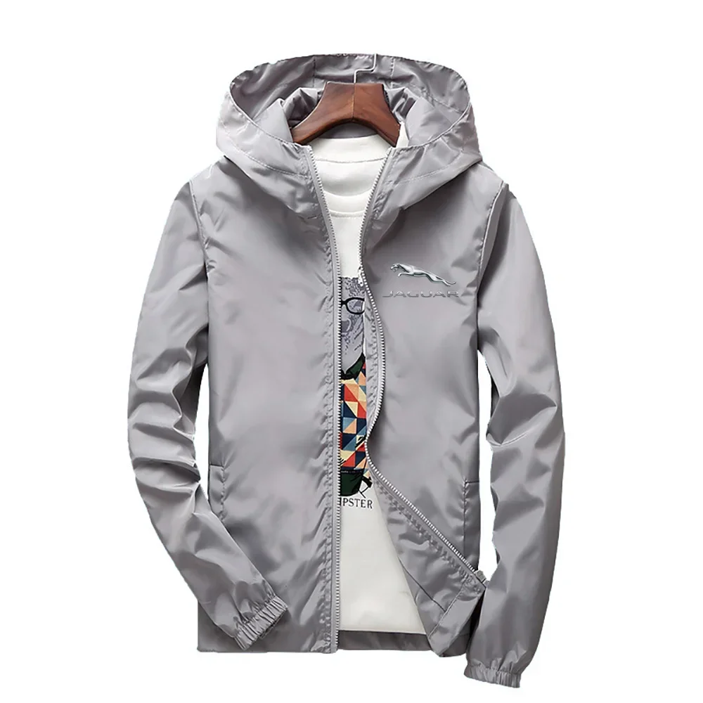 Men Spring Autumn Casual Outdoor Zipper Fashion Jacket Color Coat Hooded Sports Plus Size Thin Windbreaker Solid Trend Unisex