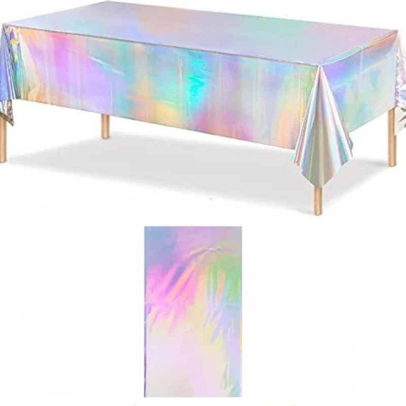 Tischdecke Für Tisch Nappe De Tisch Tischdecke Geburtstag Schillernden Disco Party Decor Glänzende Laser Holographische Einweg Abdeckungen