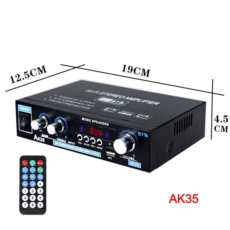 Bluetooth Home Digital Amplifier with HiFi Audio and Bass Enhancement