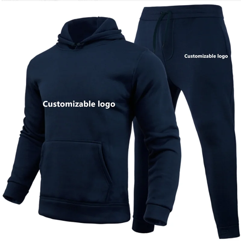 Spring And Autumn New Men Hoodies Fashion Sports Solid Color Long Sleeve Hoodies Customizable For Various Logo Hoodies Set