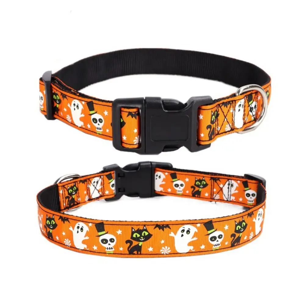 Pet Accessories Decorative Halloween Dog Collar Adjustable Quick Release Dogs Leash Nylon Dog Traction Rope for Dogs Cats