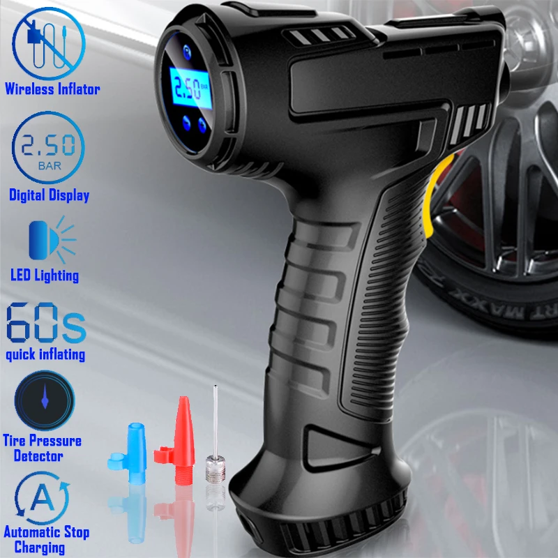 Wireless 120W Digital Tire Inflator Portable Air Compressor Inflatable Pump Rechargeable Car Motorcycle |