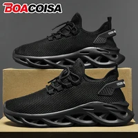Men Sports Running Black Jogging Shoes Casual Sneakers Outdoor Breathable Mesh For Women Light Shock-absorption Black Tennis 1