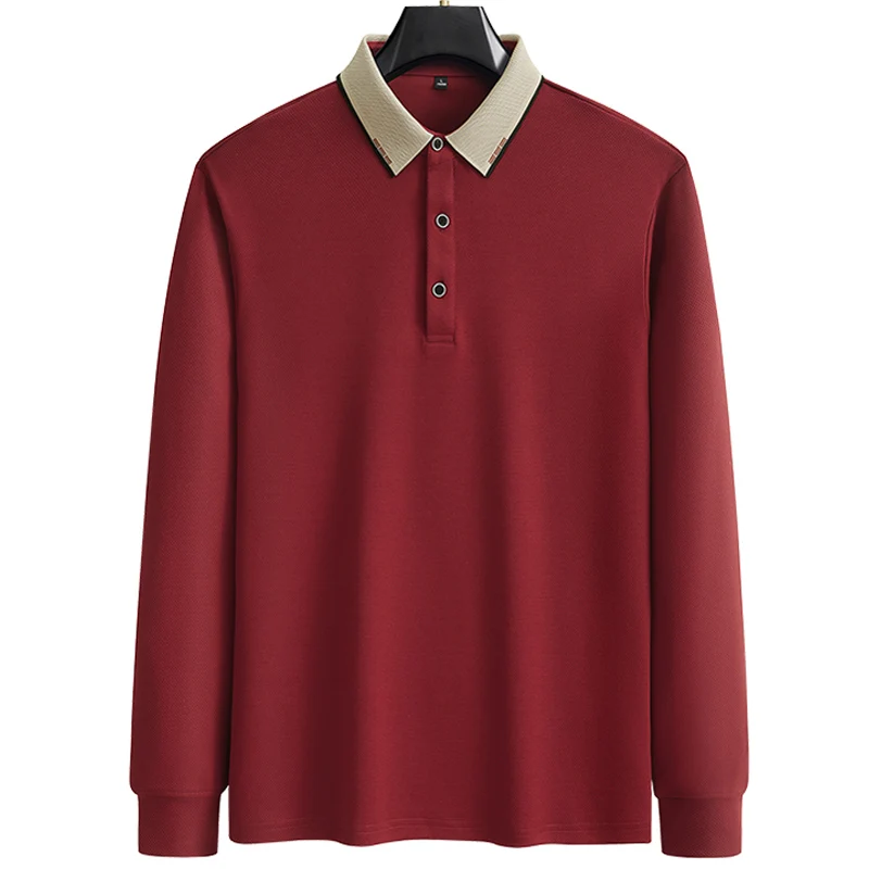 polo shirt men M-7XL 8XL 9XL autumn new Men's Long sleeve polo shirt Solid color Middle age business casual mens polo shirt A92 5