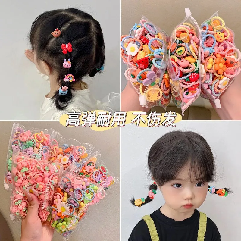 20/10 Pcs Cute Children's Cartoon Fruit Girl Hair Circles Cartoon Animal Rubber Band Hair Accessories Baby No Harm Hair Rope