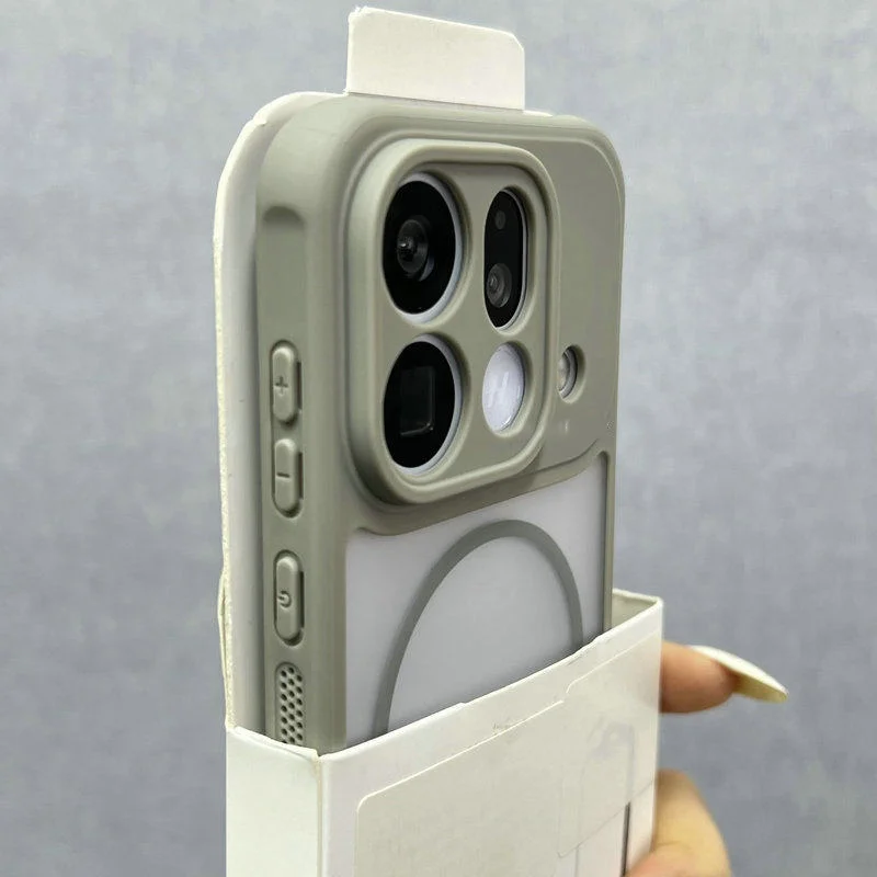 Luxury Frosted Glossy MagSafe-Enabled Transparent Armor Case with Wireless Charging Compatibility
