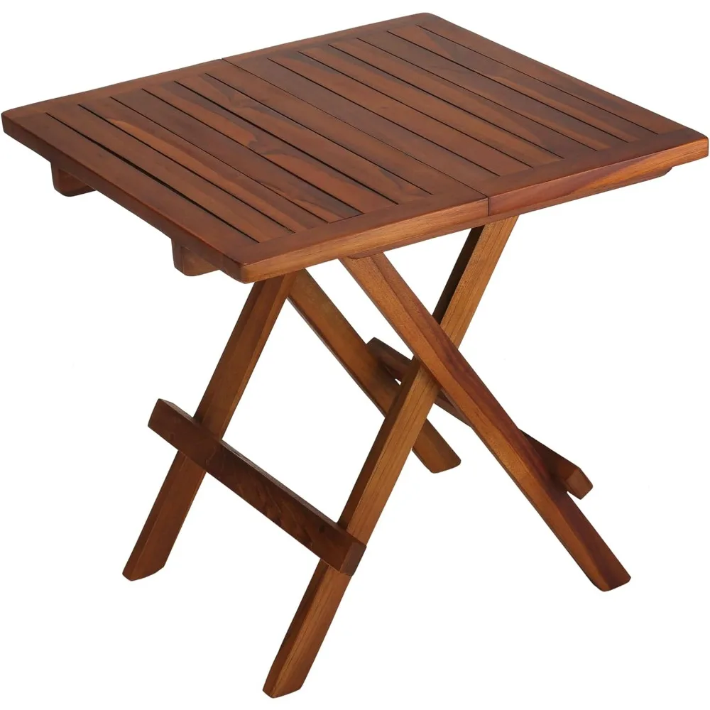 

Bare Decor Ravinia Folding Teak Small Table, Oiled Finish Brown Outdoor Table Desk Table