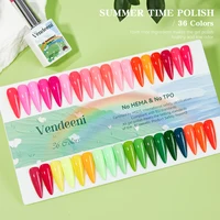 Vendeeni – ensemble de vernis Gel d'été végétalien à haut pigment, boîte OEM, marque privée gratuite, TPO HEMA 36 couleurs, Collection de vernis à ongles Gel néon 5