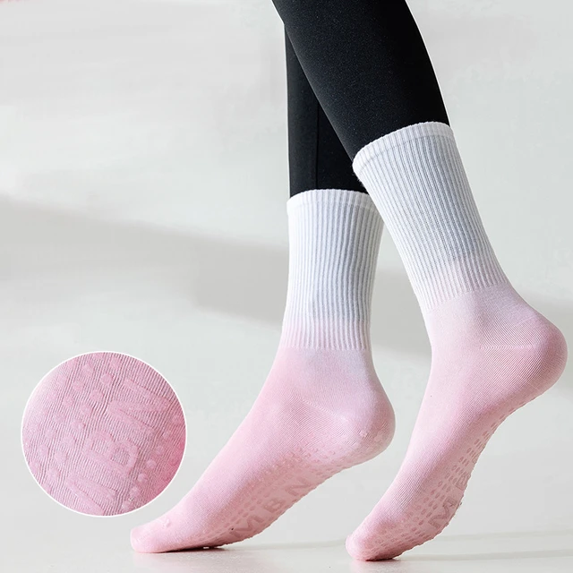 Calcetines de Yoga para mujer, medias de algodón y silicona,  antideslizantes, toalla de agarre para Pilates - AliExpress