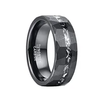 Nuncad 8mm Brushed Matte Black Hammered Meteorite Tungsten Carbide Ring for Man Jewelry 2