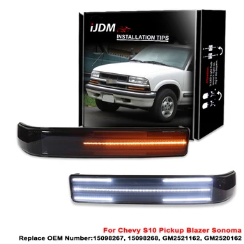 iJDM LED Sequential Front Turn Signal Light For Chevy S10 Blazer GMC Sonoma,White LED Parking/Driving & Amber LED Blinker 98-04 1