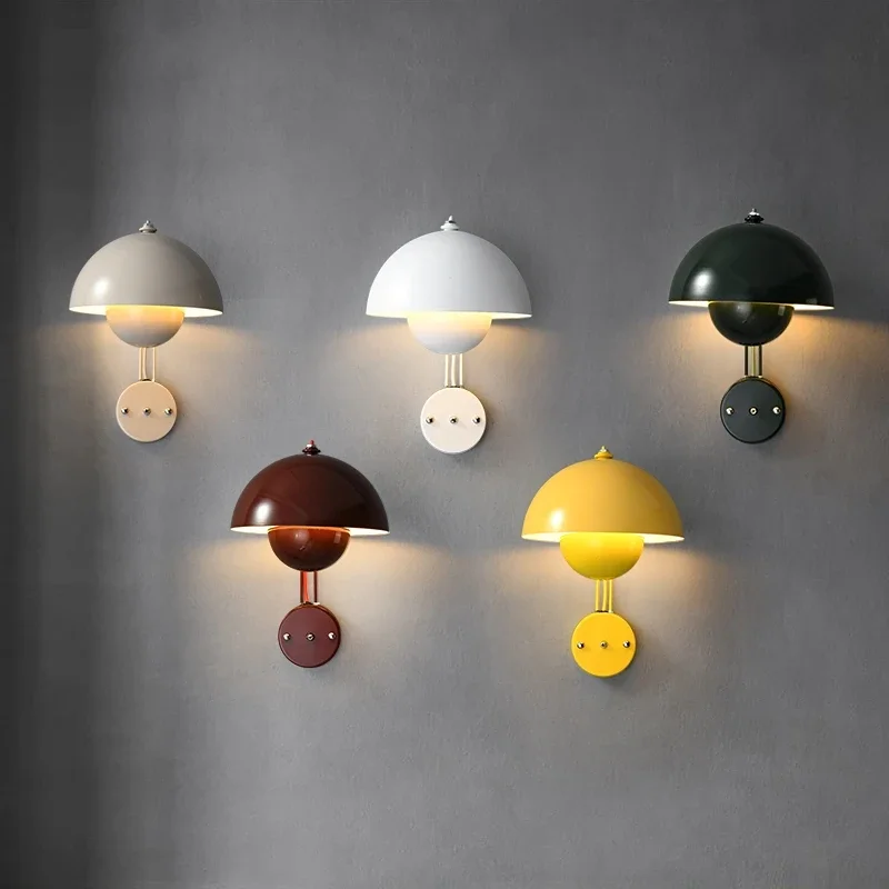 

Macaroon Danish Design Wall Lamp Verner Panton Flowerpot Wall Lamp Led E27 Iron Art Minimalist Hanging Lamp Kids Room Bedroom