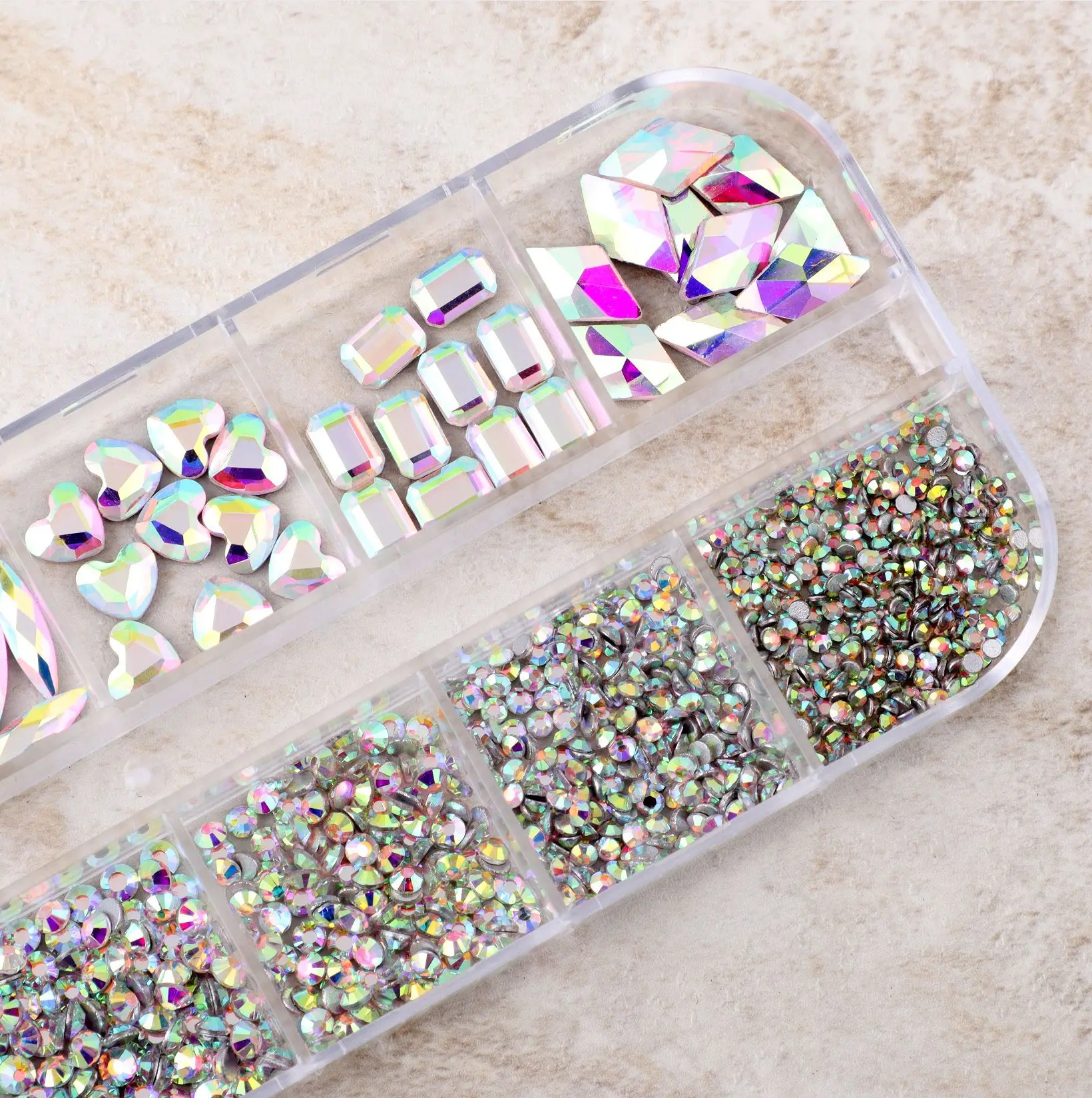 Neue 1 Box Nail Art Strass Bunte Rot Silber Rosa Blau Schwarz Gold 3D Gefälschte Nägel Dekorationen Nagel DIY Maniküre Zubehör – Detail 8