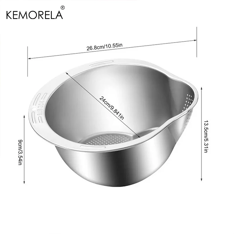 קערת מסננת לכביסת אורז מפלדת אל-חלד 304 קערת כביסת אורז מסננת אורז מסננת פירות וירקות כלי מטבח