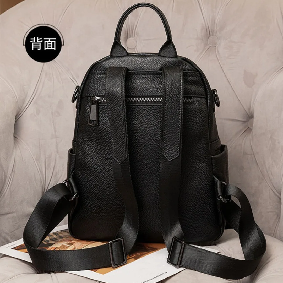 Blue Genuine Leather Women Backpack High-end Female Travel Shoulder Bag First Layer Cowhide Rucksacks for Girls School Daybacks 5