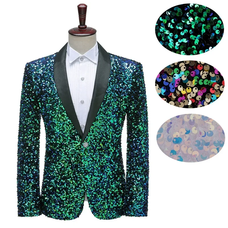 

Men's Dress Three-Dimensional Sequined Color-Changing Flash Bar Nightclub Stage Performance Suit Host Singer